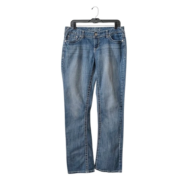 Maurices Straight Leg Jeans Women's Size 7/8 Long Stonewash Stretch Distressed - Picture 1 of 7